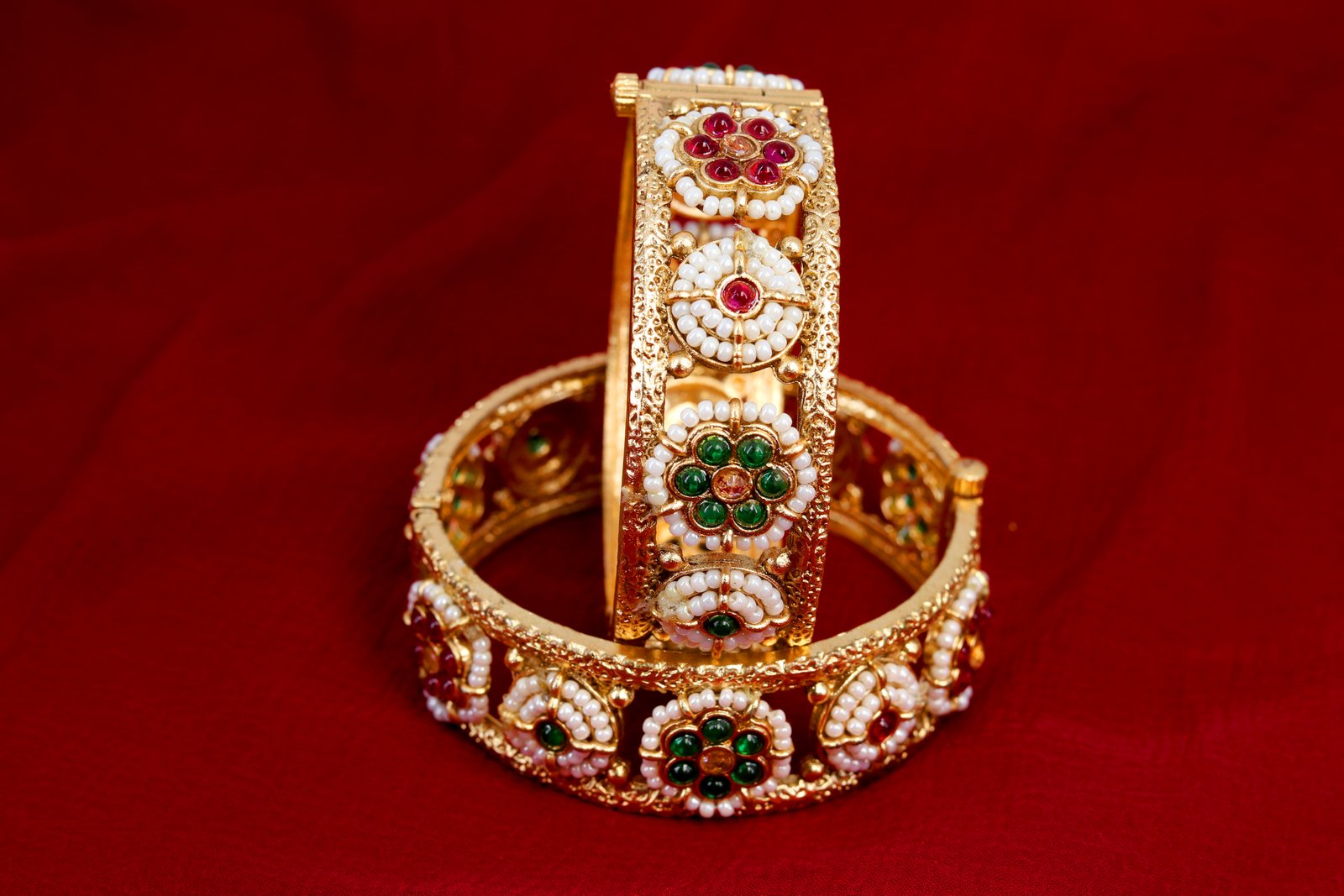 Rajwada Antique Gold Kada Pair
