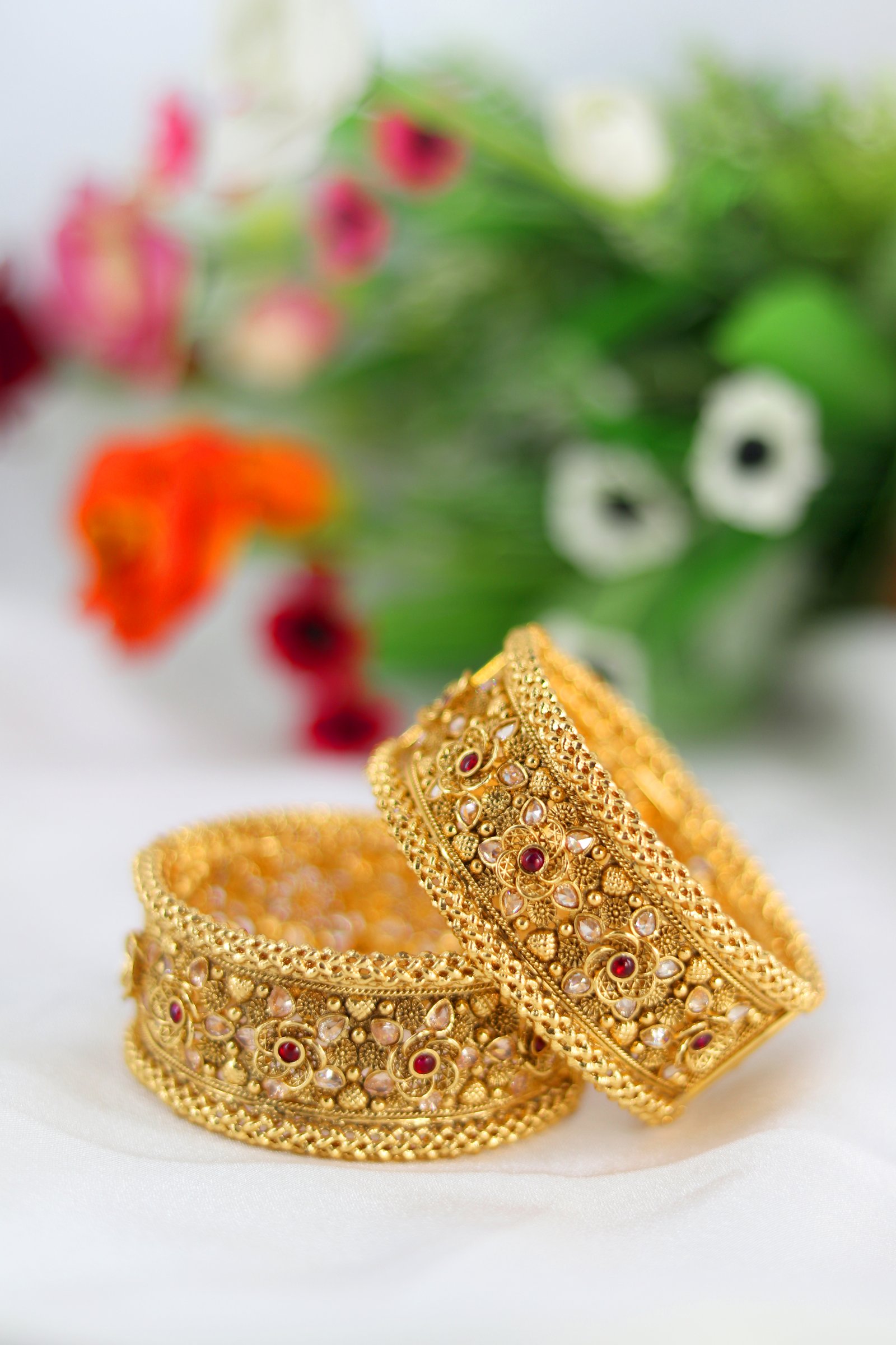 Rajwada Antique Gold Kada Pair